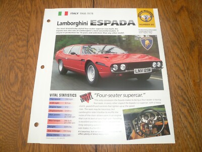 1972 Lamborghini Espada 400GTE UNIQUE IMP BROCHURE 