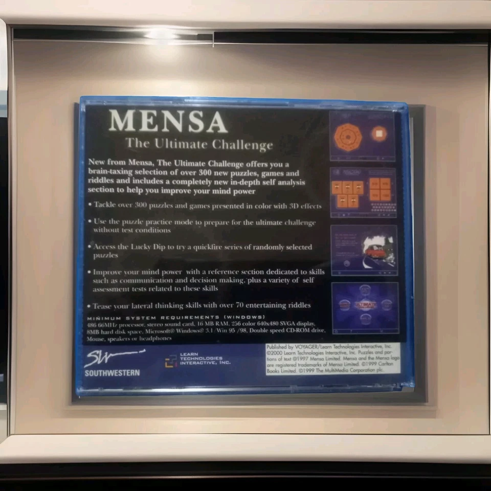 Mensa PC Cd-rom Vintage  300+ Puzzles 70+  Riddles Game Challenge Rare - Image 2 of 4