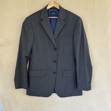Nautica Two Button Charcoal Pin Striped Sport Jacket Blazer 100 Wool 38R 2 BTN
