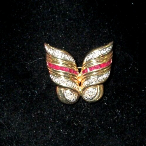 large Stunning Solid 14K Yellow Gold Diamond Ruby… - image 2