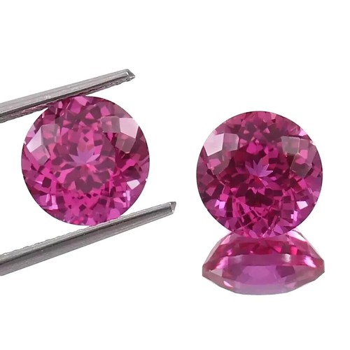70 Ct Natural Round Cut Ceylon Pink Sapphire Certified Loose Gemstone Pair - Picture 2 of 7