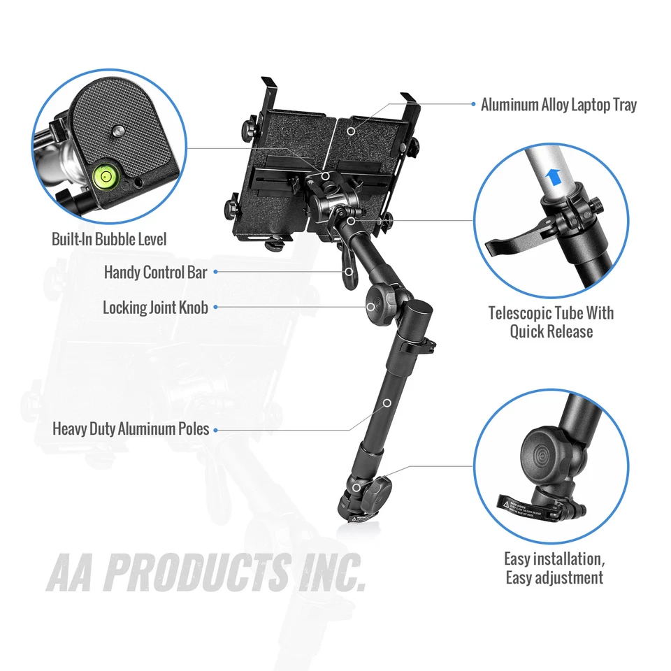 AA Products Car Auto Truck Van Laptop Stand Mount | Fits 12"-15.4" Screen Sizes - Image 3 of 4
