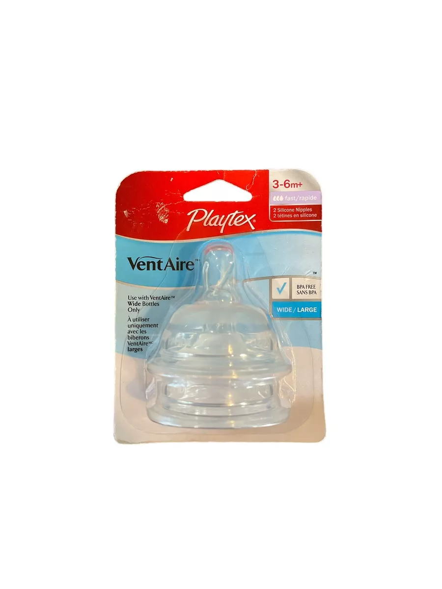 Playtex VentAire Wide Silicone Nipples 3-6 M+, 2 ct Fast Flow BPA Free  Infant