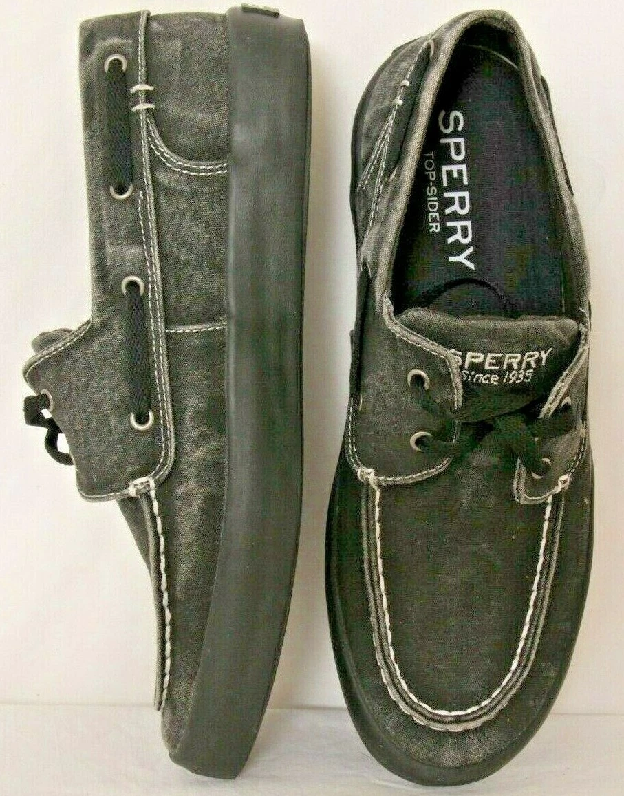Sperry Top Sider Wahoo STS14360 Black Distressed Boat Shoes Men s US 7.5 M