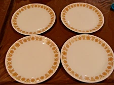 Set Of 4 Corelle GOLD BUTTERFLY Dinner Plates 10 1/4"