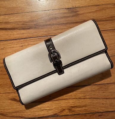 Vintage Coach Soho Long Leather Wallet White Ivory | eBay