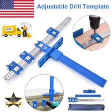 Adjustable Drill Template Guide Punch Locator Cabinet Hardware Jig Dowelling Kit