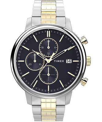 Herrenuhr TIMEX CHICAGO TW2W13300 Chrono Armband Gold Gold Stahl Schwarz