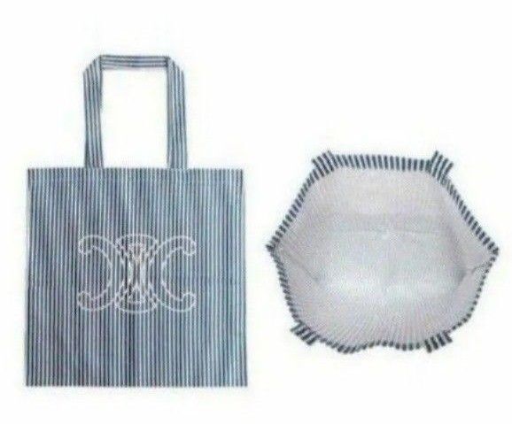 CELINE Tote Bag Novelty Eco Bag Size L New Navy white