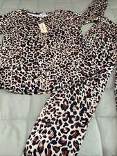 EKOUAER Leopard Print Lounge Pajama Set Women  s Size Large New Soft Cool