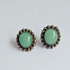 Sterling Silver Southwestern Aventurine Quartz Stud Earrings Bezel Set Scalloped — photo 5