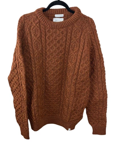 Peregrine NEW Hudson Aran Sweater British Wool Cable Knit Fisherman XXL Cinnamon