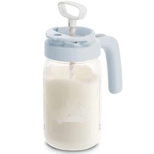 Papablic Glass Breastmilk Pitcher, Formula Mixing Pitcher with Mixing Handle Lid