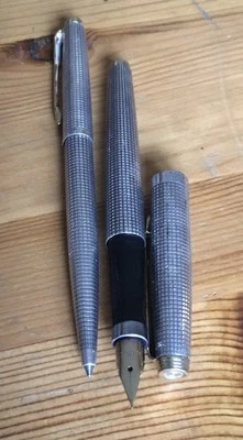 Sterling Silber 925 PARKER 75 Set Kugelschreiber+ Füller 14K - Bild 1 von 4