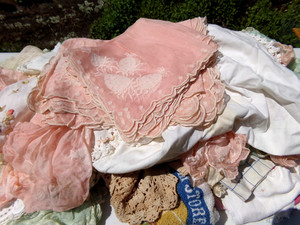 Vintage Linens Lot of over 50 Mix of Napkins, Table Runners, Organdy, Doilies