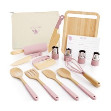 Wooden Cooking  Baking Set for Kids - Safe  Real Kitchen Tools Give Toddler...