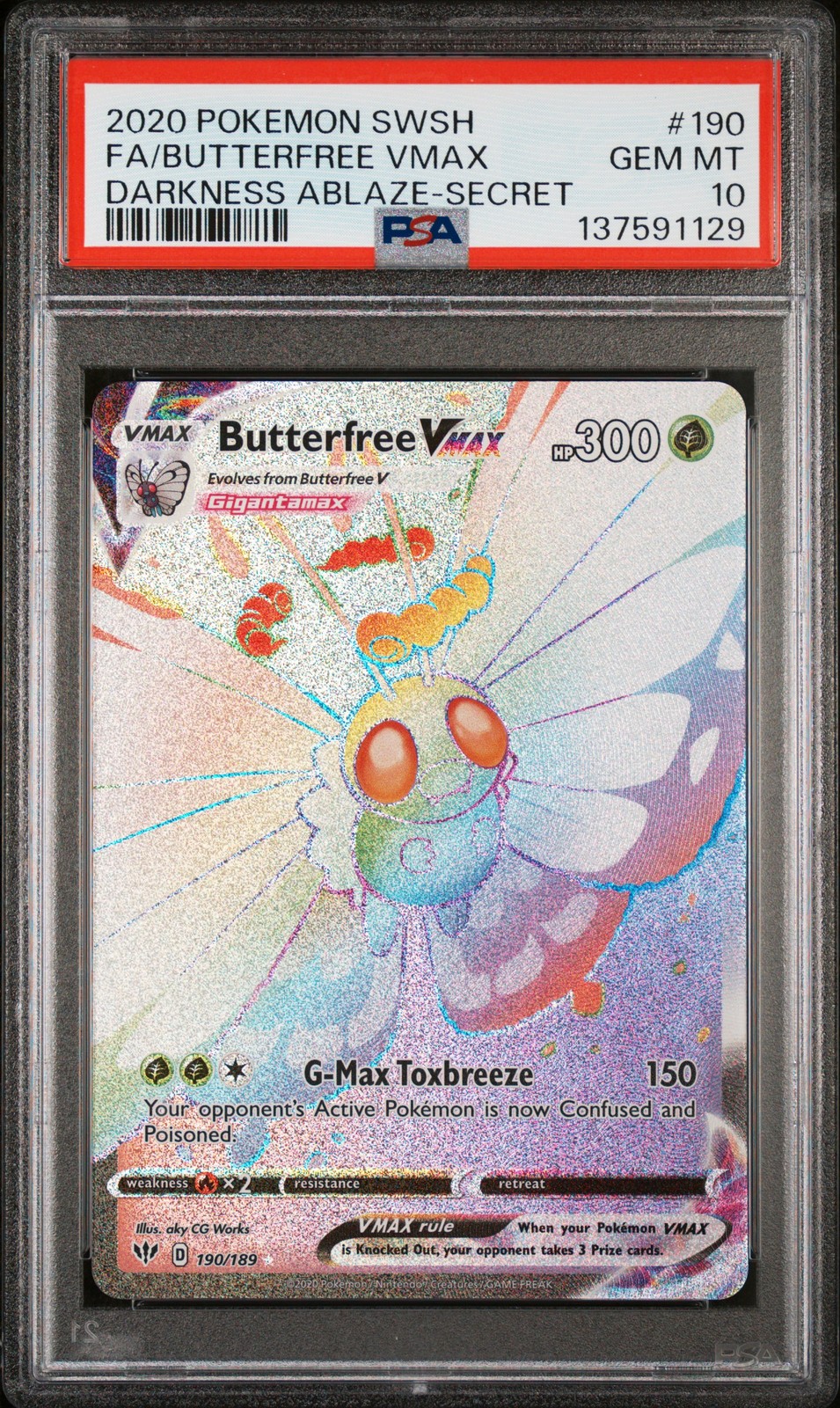Pokemon Darkness Ablaze Butterfree VMAX 190 PSA 10
