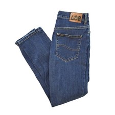 Lee Slim Fit Tapered Leg Boys Blue Denim Jeans Adjustable Waist 16 Regular