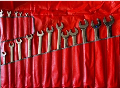 Snap-On 17pc Combination Wrench Set SAE 5/16 1-3/8 w/ Red Roll Up Pouch