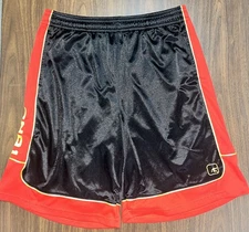 Y2K And1 Loose Baggy Basketball Shorts Silky Shiny Black Red & Yellow Mens XL
