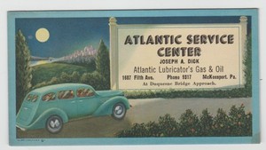 Vintage Atlantic Lubricator's Gas & Oil Co, Unused Ink Blotter McKeesport PA