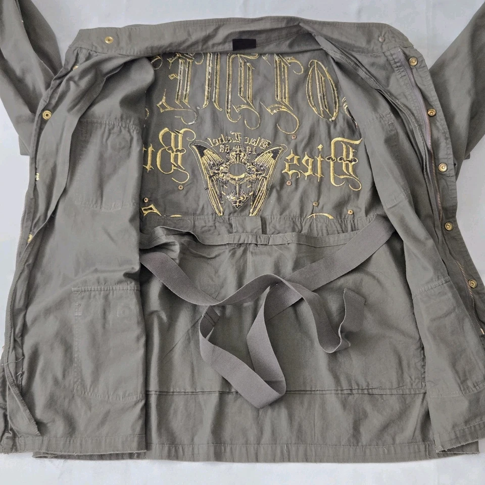BLAC LABEL Jacket Men's 3XL Green Soldier Dies But Once Raw Hem Cargo Pockets - Image 3 of 4