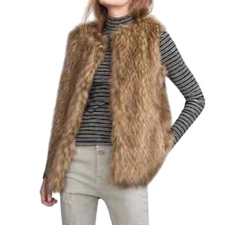 ZARA TRAFALUC Outerwear Collection Faux Fur Vest SMALL Soft Cozy Furry Glam