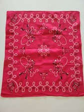 Vintage 50s Swagger Red Scarf Bandana Western Cowboy Lasso Boots Bull Cotton