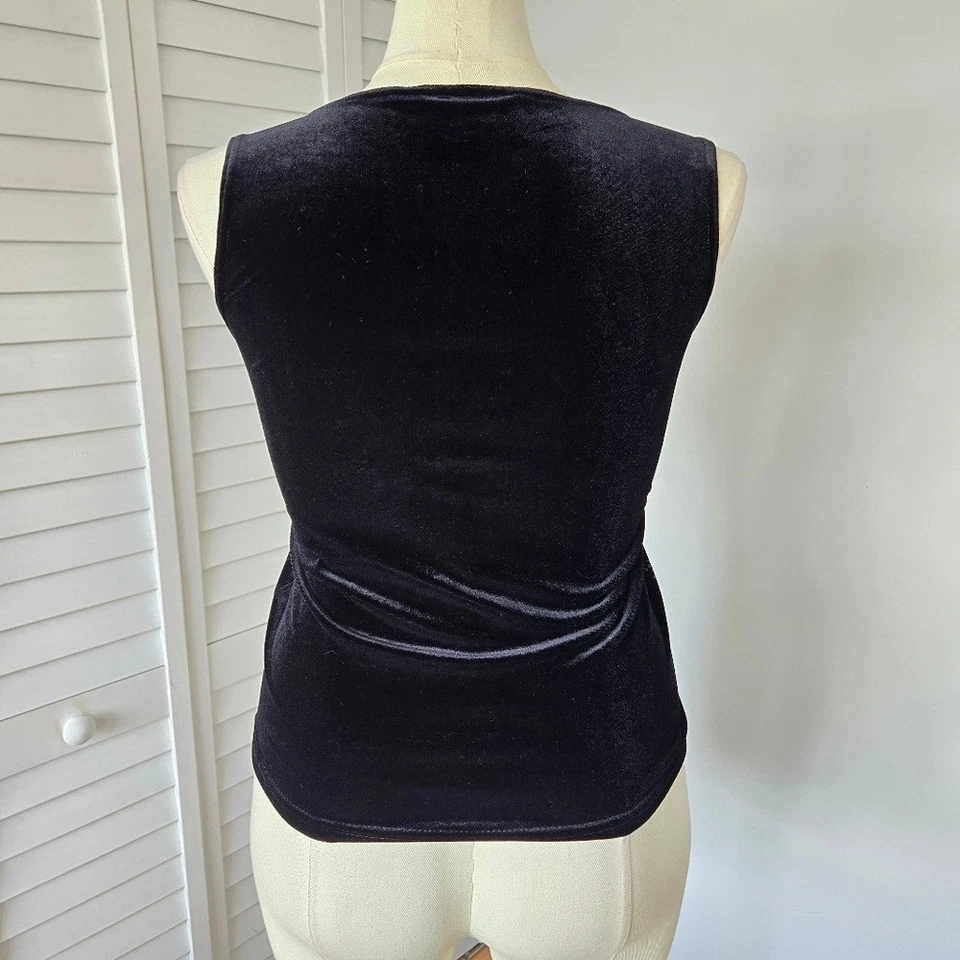 Top Impressions Negro Terciopelo Floral Sin Mangas Talla S Y2K Gótico Fiesta Milenio Foto 4 de 4