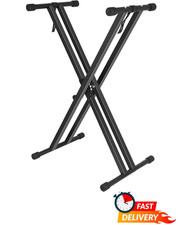 Adjustable Keyboard Stand Double X Foldable Heavy Duty 54 61 88 Key Piano Black