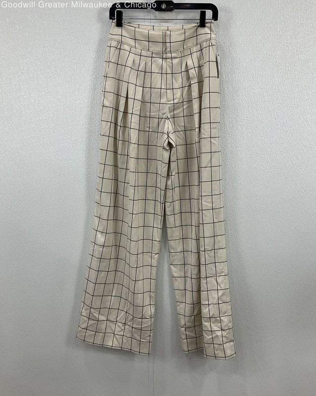 Joie Womens Antique White Plaid Wide Leg Pants Size 4