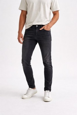 Pull & Bear Men's 36 Washed Black Slim Fit Jeans Vintage Fade Stretch Denim