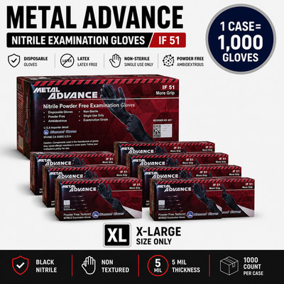 5 Mil Advance Black Nitrile Exam Gloves Powder-Free Thick 1000 PC X-Large XL New