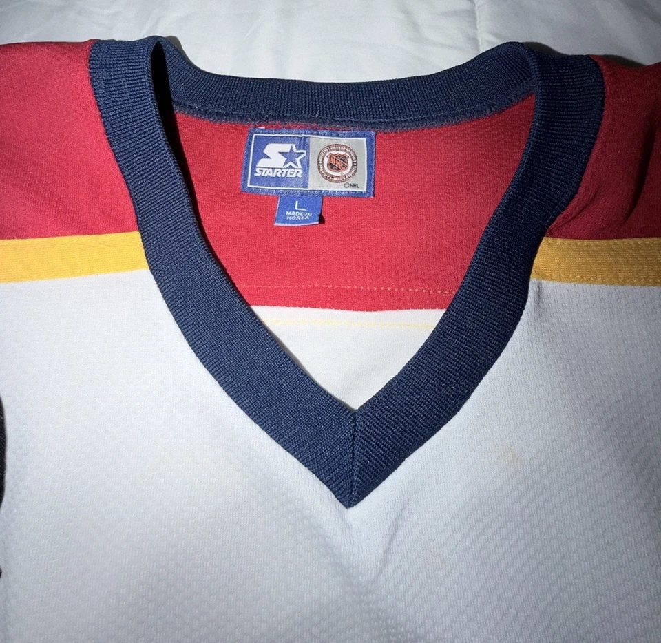 Camiseta deportiva de hockey grande de los Florida Panthers Leaping Cat 1996 Stanley Cup Starter Foto 3 de 4