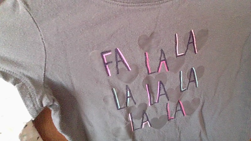 Jumping Beans Size 5 Fa La La Gray/Multi-color hearts Long Slv T-Shirt Fun Xmas