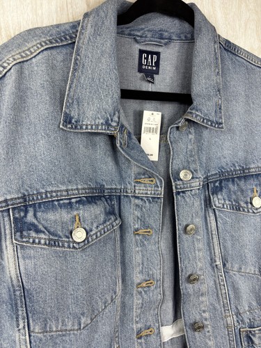 Gap Oversized Denim Jacket L Light Indigo Cinched Waist NWT Sold Out - Picture 8 of 10