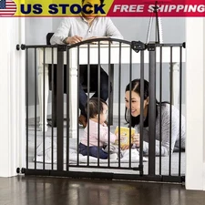 Metal Baby Gate Safety Toddler Walk Thru Extra Wide Retractable Indoor Outdoor