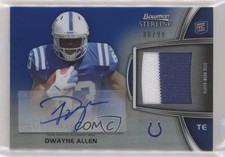 2012 Bowman Sterling Rookie Relic Blue Refractor 80/99 Dwayne Allen Auto 0s3