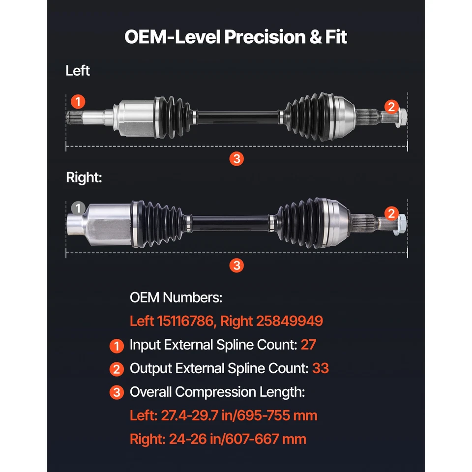 Uimoso Pair Front CV Axle Shaft Assemblies for Chevrolet Traverse 2009-2017 - Image 3 of 4