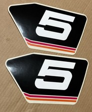 Two NOS BMX Motocross number Side plate number 5 Sticker Decal Old School