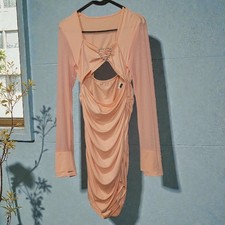 pink bodycon dress heart womens size L