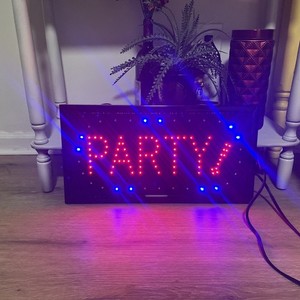 “Party!” Bright LED Party Sign - Red and Blue