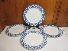 4 Noritake Impromptu Twilight Melody 7 5/8" Salad Plates Blue Scrolls Sri Lanka