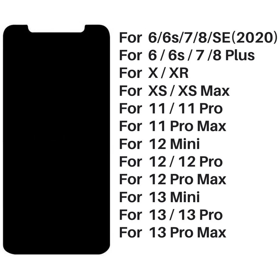 For iPhone 13 12 11 XS XR X 8 7 6 SE Tempered Glass Privacy Screen Protector Lot - Image 2 of 4