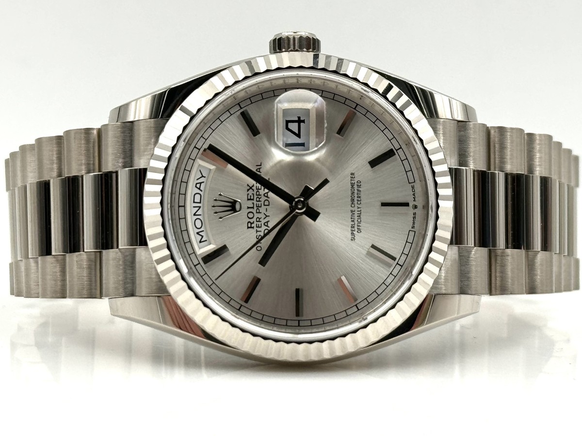Rolex Day Date 36mm Silver Index Dial White Gold Bracelet Rolex Day Date 36mm Silver Index Dial White Gold Bracelet