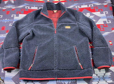 L.L. Bean Deep Hi Pile fleece Shirt Jacket Coat Retro X Style Sweatshirt Sz XL