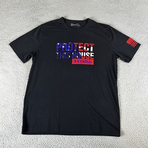 Under Armour T-Shirt Mens Medium Black Short Sleeve Protect This House Heatgear