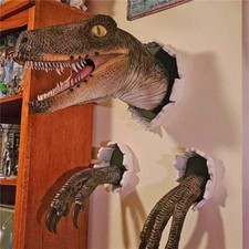 Wall Mounted Dinosaur Sculpture Bust Hanging Prop Replica Resin Art Home Decor