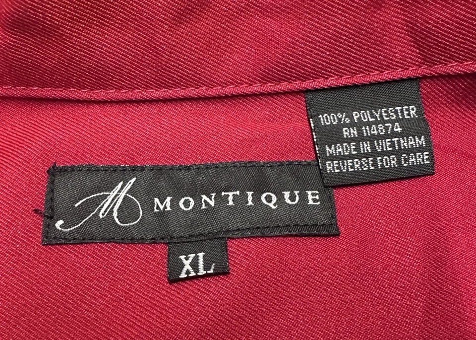 Camisa MONTIQUE Para Hombres XL Roja Fiesta Banquete Cena Formal Abotonada Nueva Foto 2 de 4