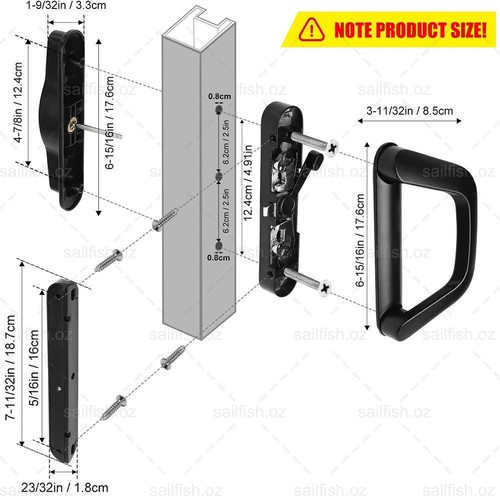 Sliding Patio Glass Door Lock Handle Security Entrance Door Locks Set With Keys - Picture 8 of 12
